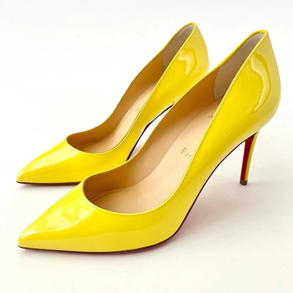 CHRISTIAN LOUBOUTIN | Pigalle Follies 85 Patent Leather Yellow Citronnade US 7 - Picture 2 of 15